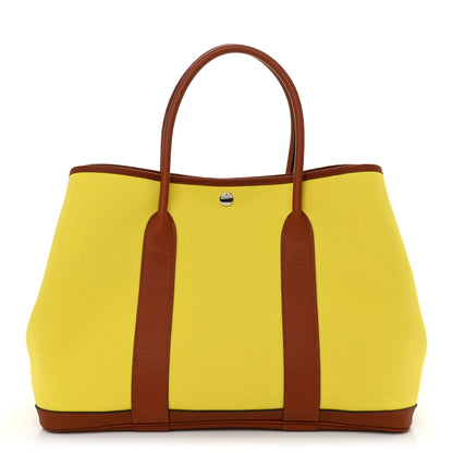 Hermes Toile Epsom Verso Garden Party 36 MM Jaune Citron Cuivre 1 of 10