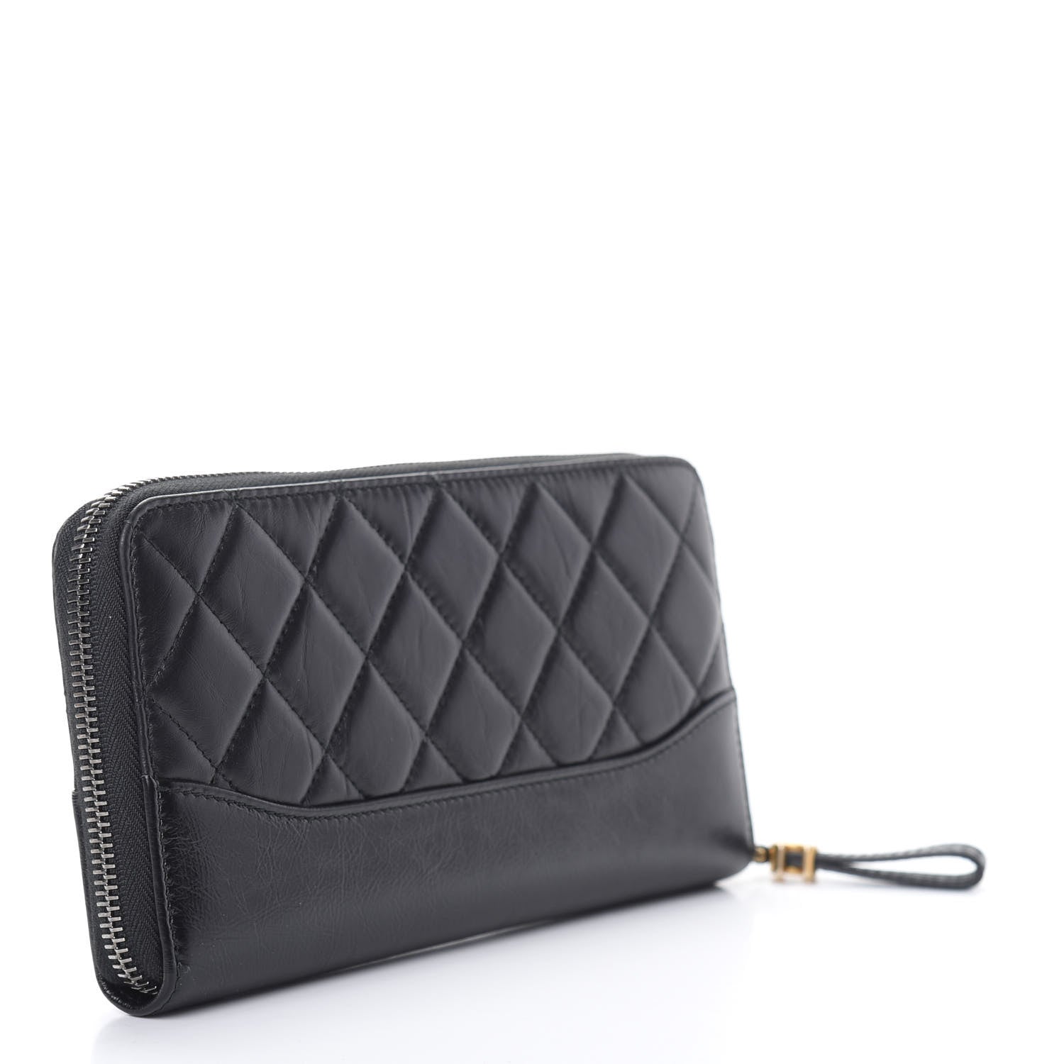 Chanel Aged Calfskin Quilted Small Gabrielle Zip Around Wallet Black 3 of 8