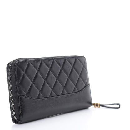 Chanel Aged Calfskin Quilted Small Gabrielle Zip Around Wallet Black 3 of 8