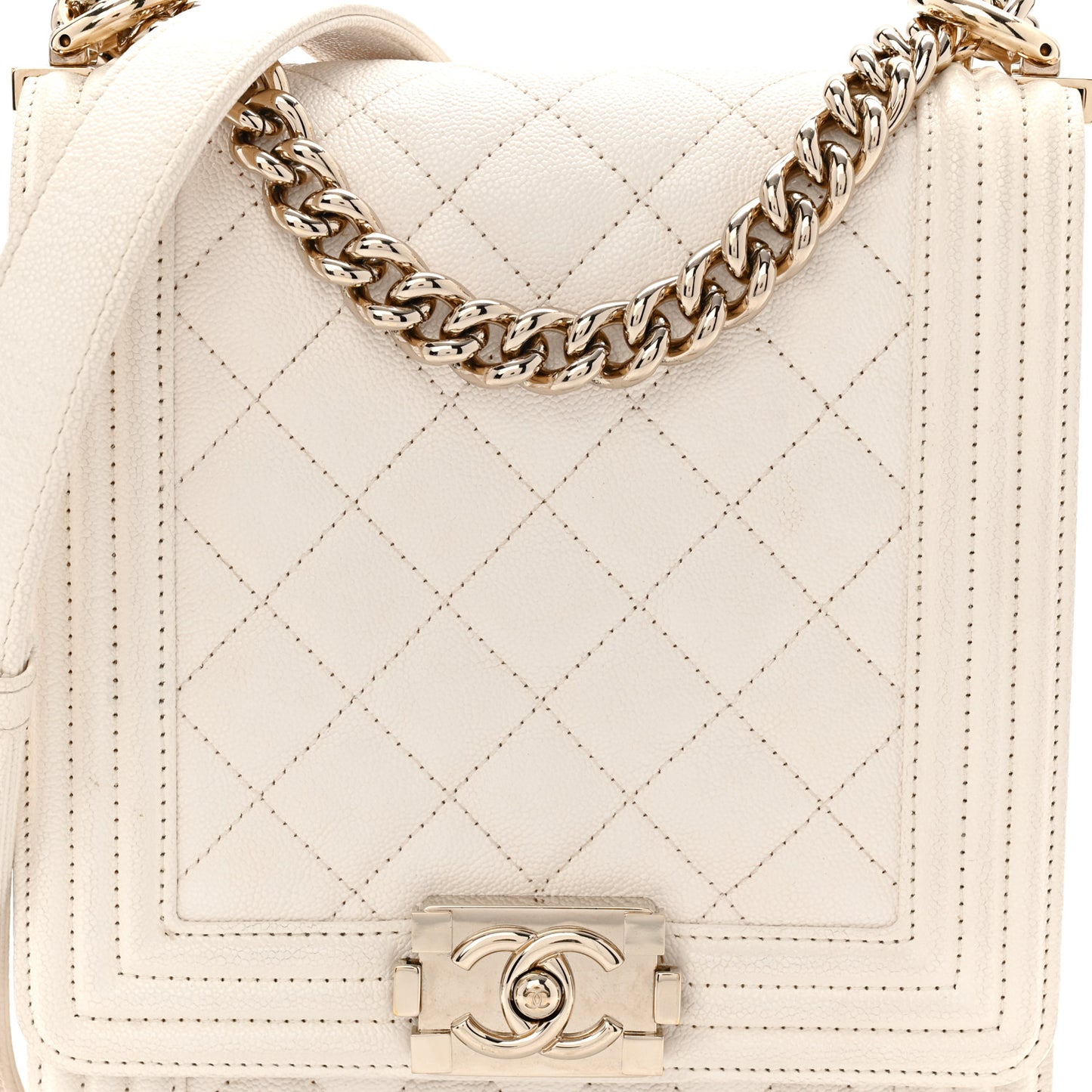 Caviar Quilted North South Boy Flap White