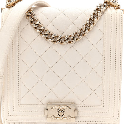 Chanel Caviar Quilted North South Boy Flap White 9 of 11