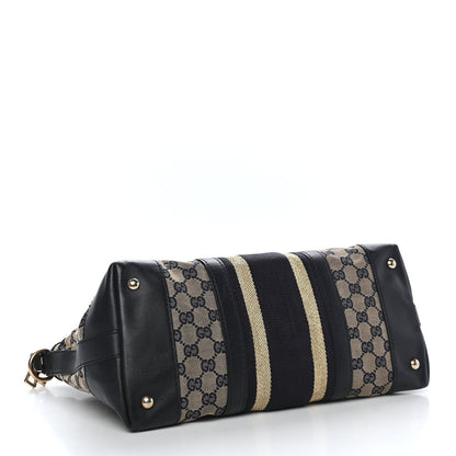 Gucci Monogram Vintage Web Medium Top Handle Bag Navy 3 of 10