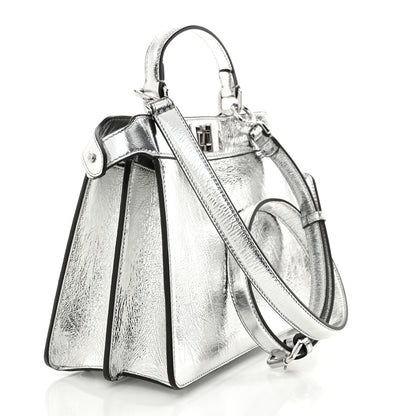 Fendi Rock Millenium Laminata Small Peekaboo I SEE U Satchel Argento 3 of 12