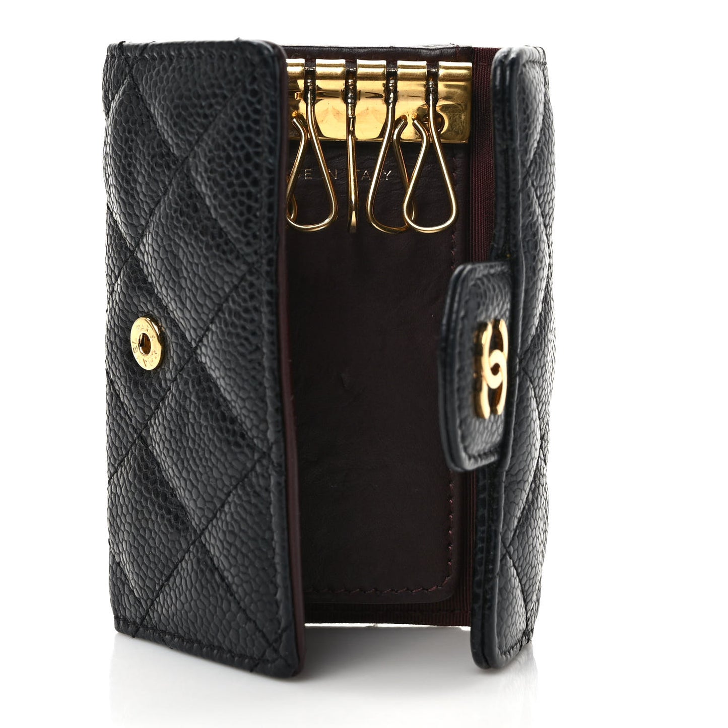 Caviar Quilted 6 Key Holder Black