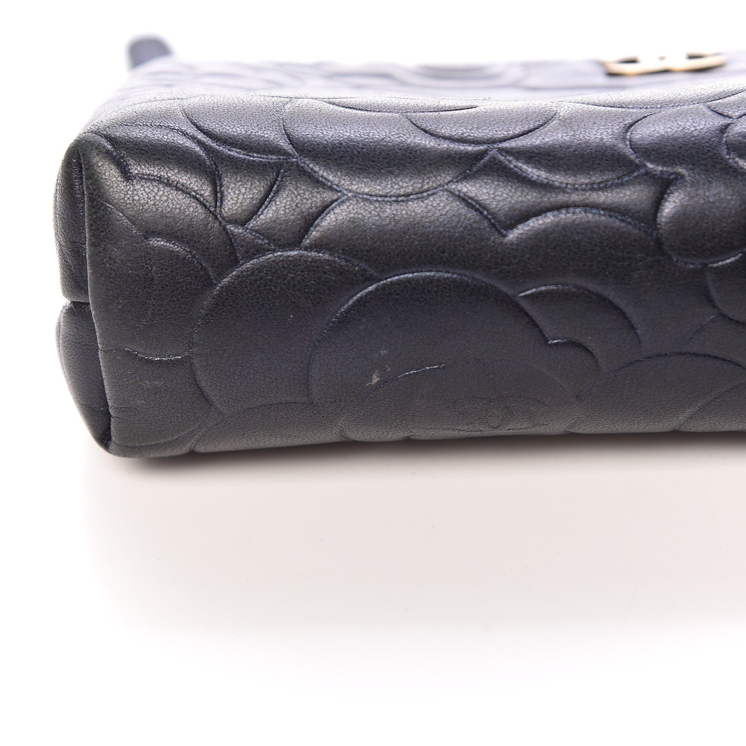 Chanel Lambskin Camellia Embossed Cosmetic Case Dark Blue 8 of 9