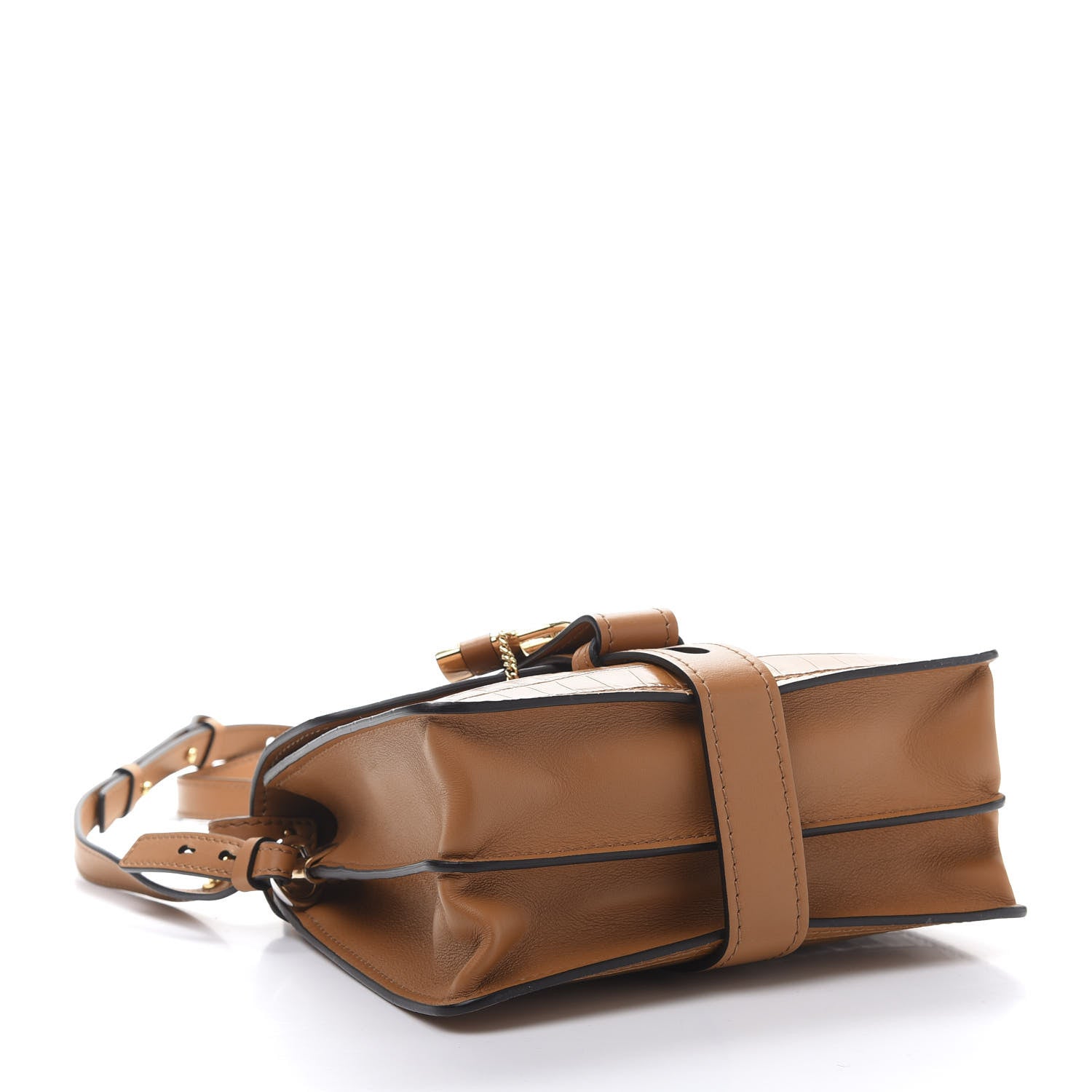 Chloe Calfskin Crocodile Embossed Small Aby Day Shoulder Bag Autumnal Brown 4 of 13