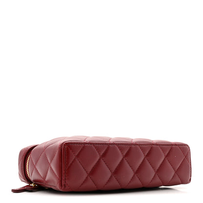 Chanel Lambskin Quilted Top Handle Slim Vanity With Chain Burgundy 4 of 13