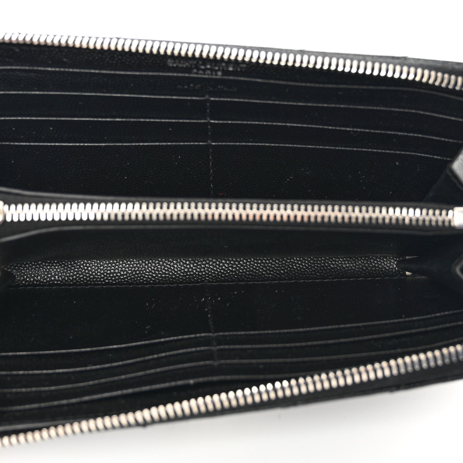 Saint Laurent Grain De Poudre Matelasse Chevron Monogram Zip Around Wallet Black 5 of 8