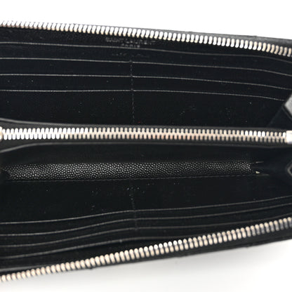 Saint Laurent Grain De Poudre Matelasse Chevron Monogram Zip Around Wallet Black 5 of 8
