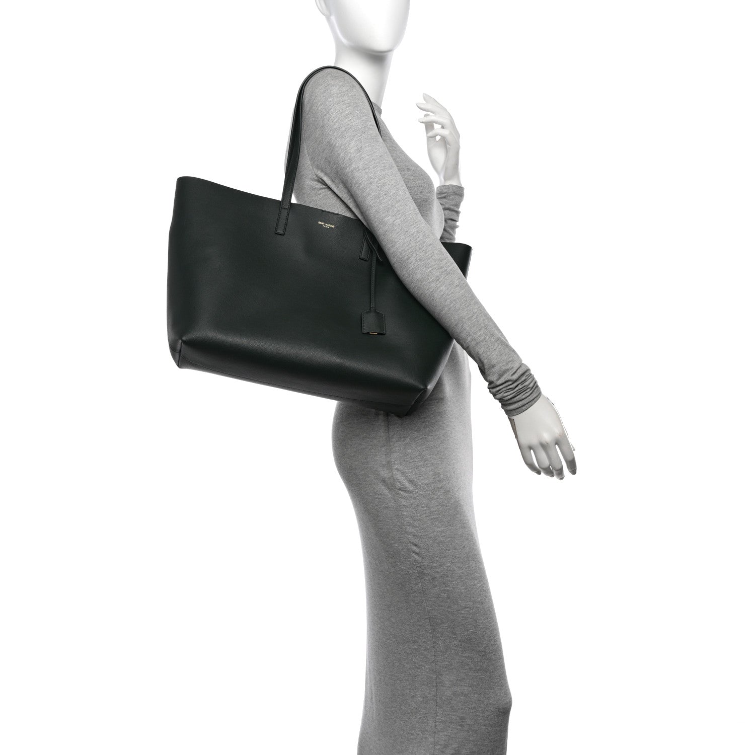 Saint Laurent Calfskin Large Shopping Tote Dark Green 2 of 12
