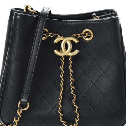 Chanel Calfskin Stitched Small Egyptian Amulet Drawstring Bag Black 10 of 11