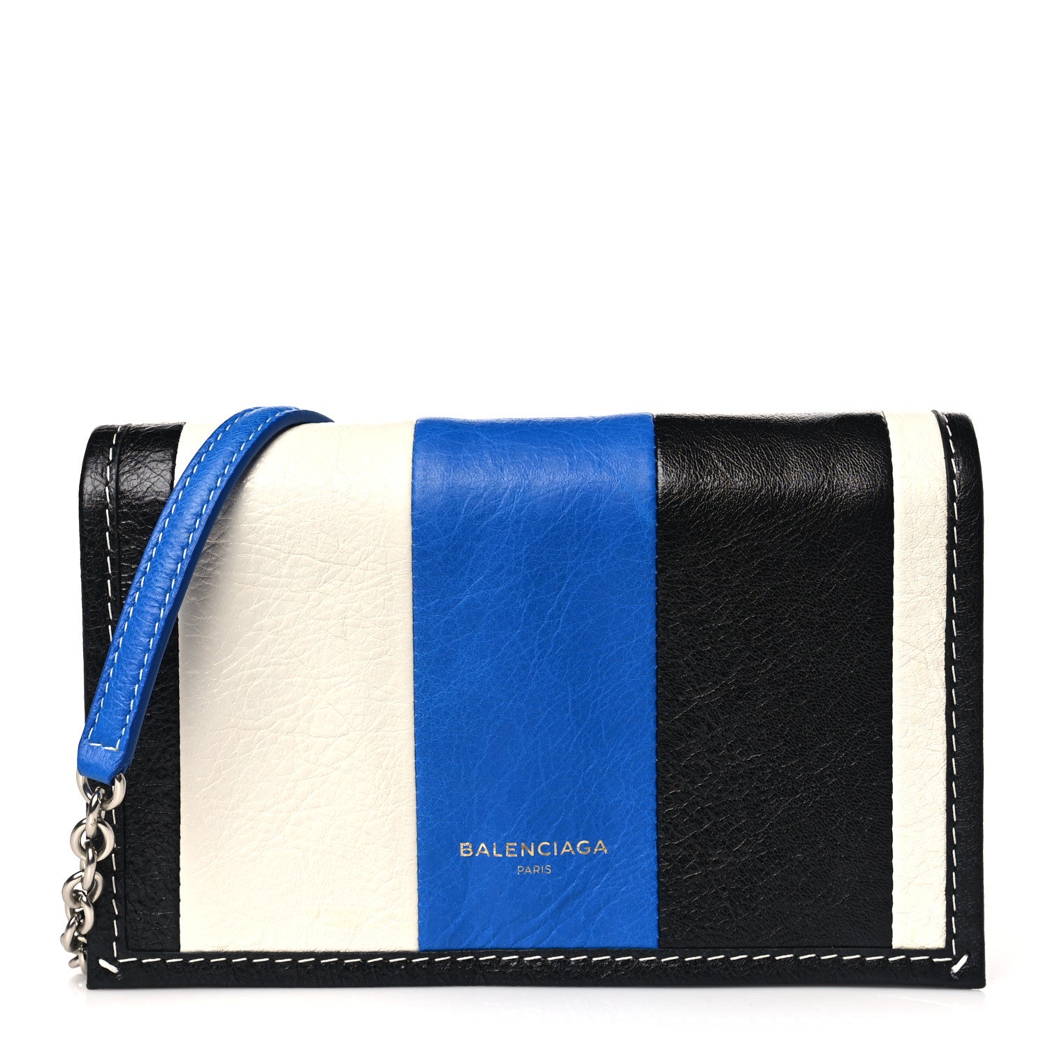 Balenciaga Agneau Arena Multicolore Bazar Chain Shoulder Bag Bleu White Black 1 of 8
