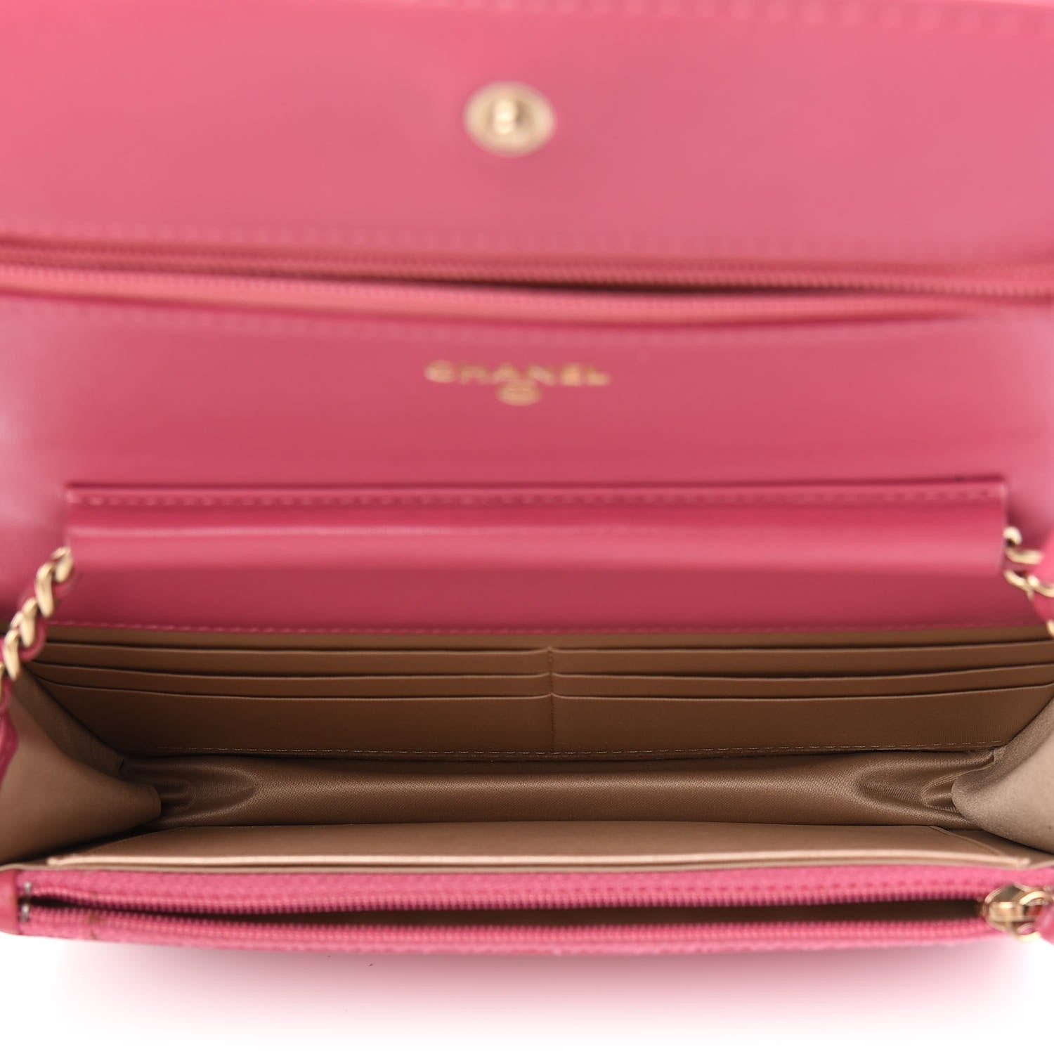 Chanel Lambskin Camellia Embossed Wallet On Chain WOC Pink 5 of 10
