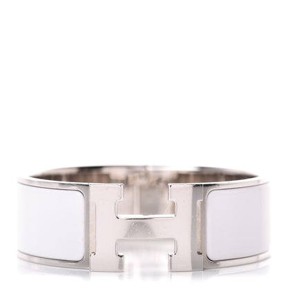Hermes Enamel Wide Clic Clac H Bracelet PM White 1 of 6
