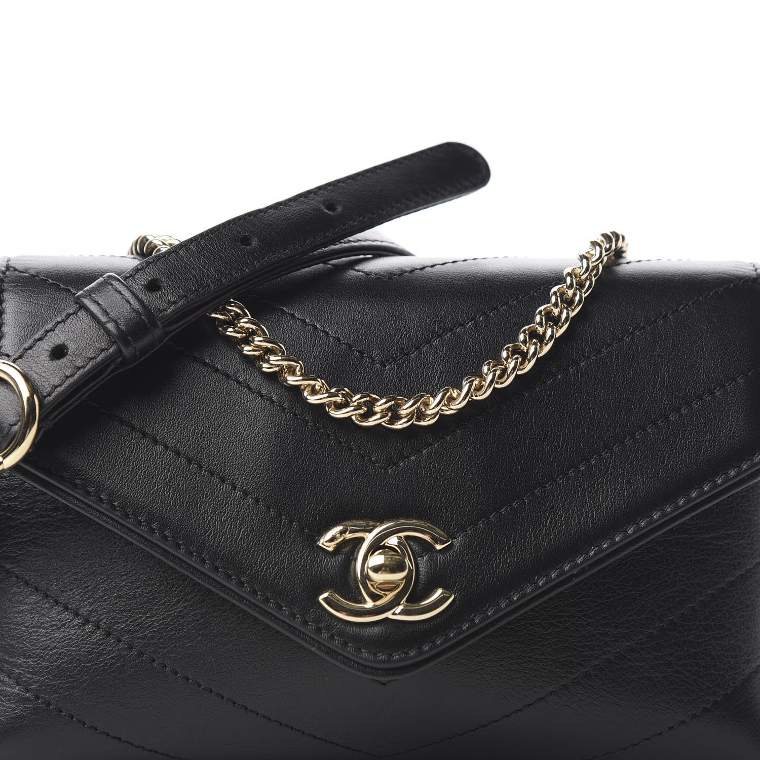 Chanel Calfskin Chevron Stitched Coco Waist Bag Black 9 of 9