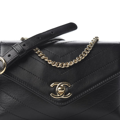 Chanel Calfskin Chevron Stitched Coco Waist Bag Black 9 of 9