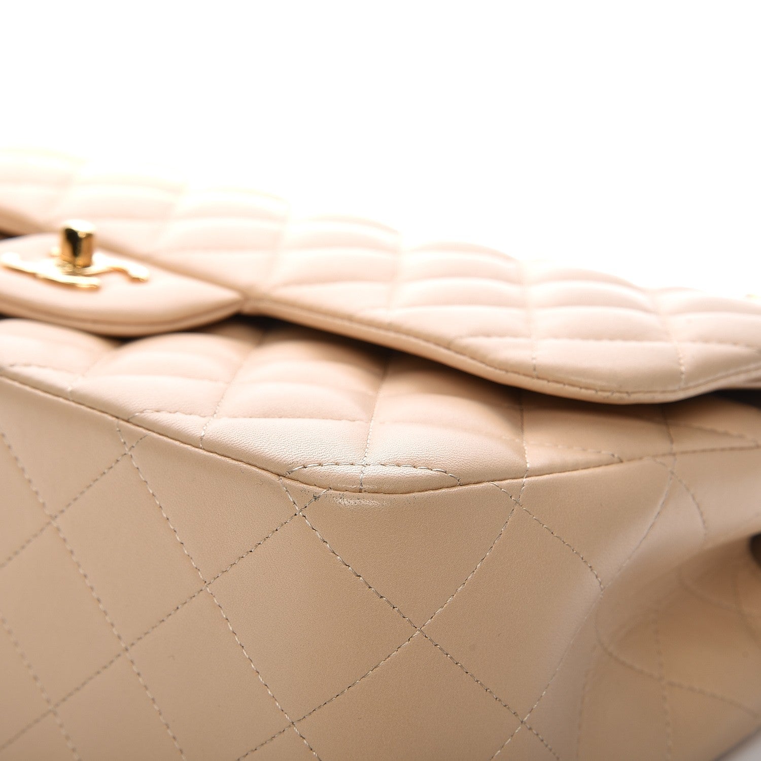 Chanel Lambskin Quilted Jumbo Double Flap Beige Clair 10 of 15