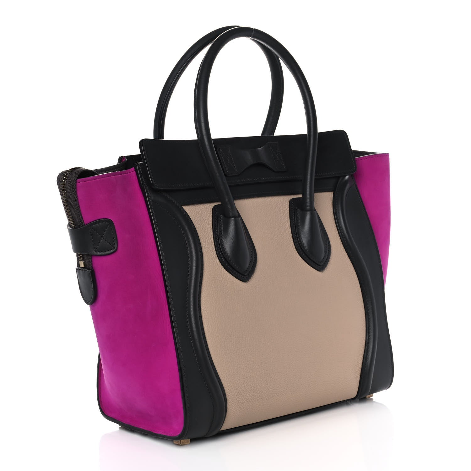 Celine Baby Grained Calfskin Nubuck Micro Tri-Color Luggage Fuchsia 3 of 17