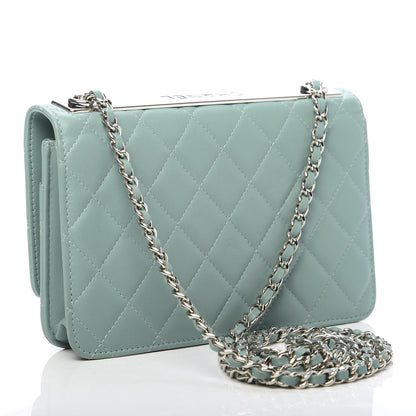 Chanel Lambskin Quilted Trendy CC Wallet On Chain WOC Light Blue 3 of 14