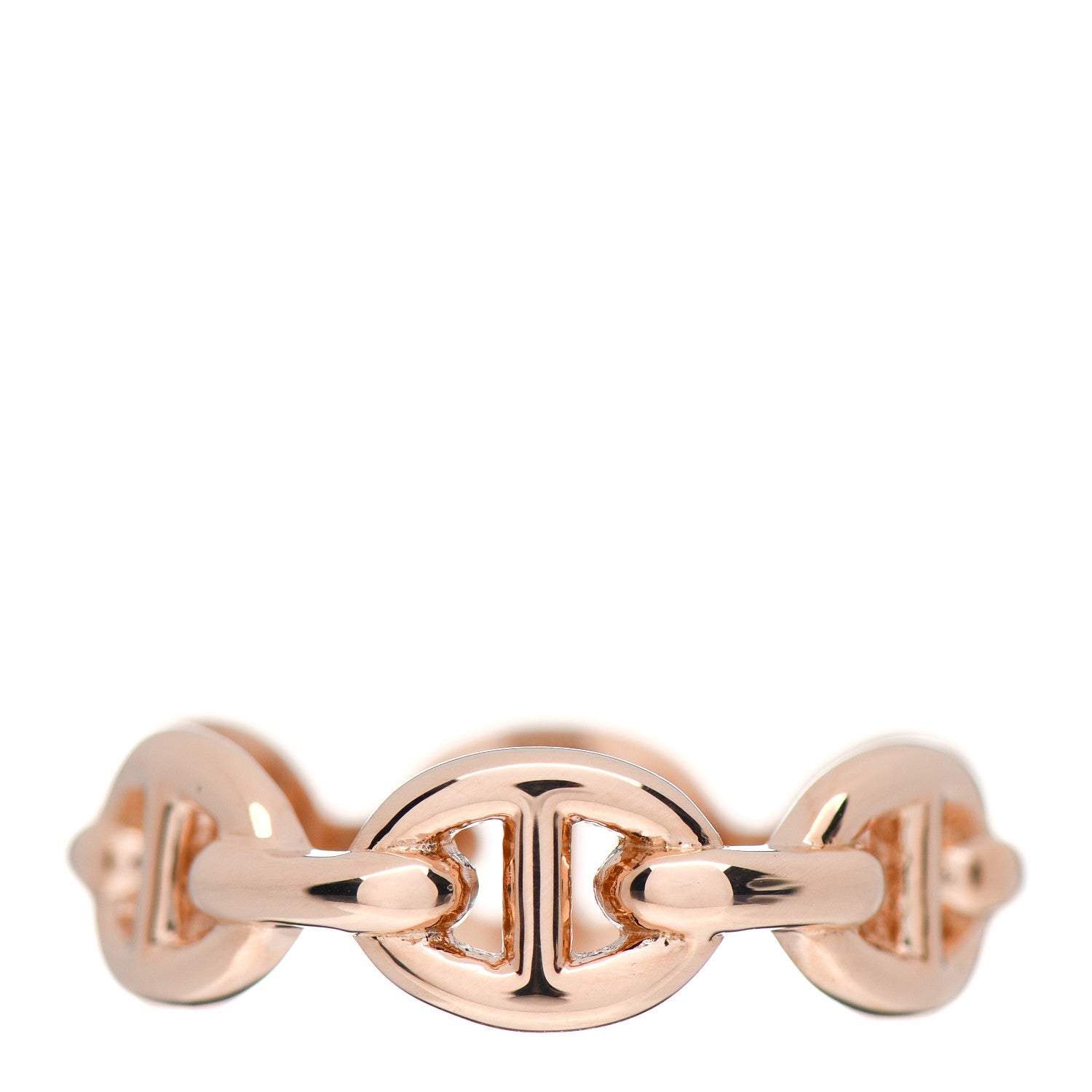 Hermes 18K Rose Gold PM Chaine D'Ancre Enchainee Ring 50 5.25 1 of 5