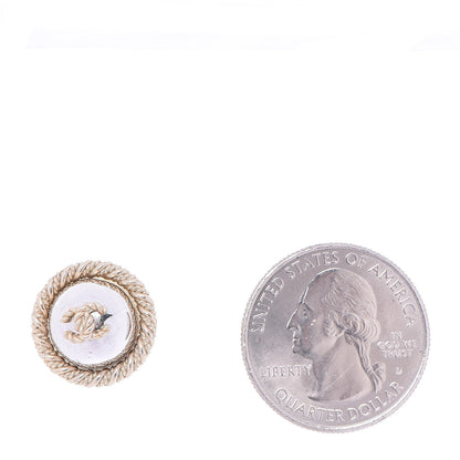 Chanel CC Button Earrings Silver Gold 2 of 5