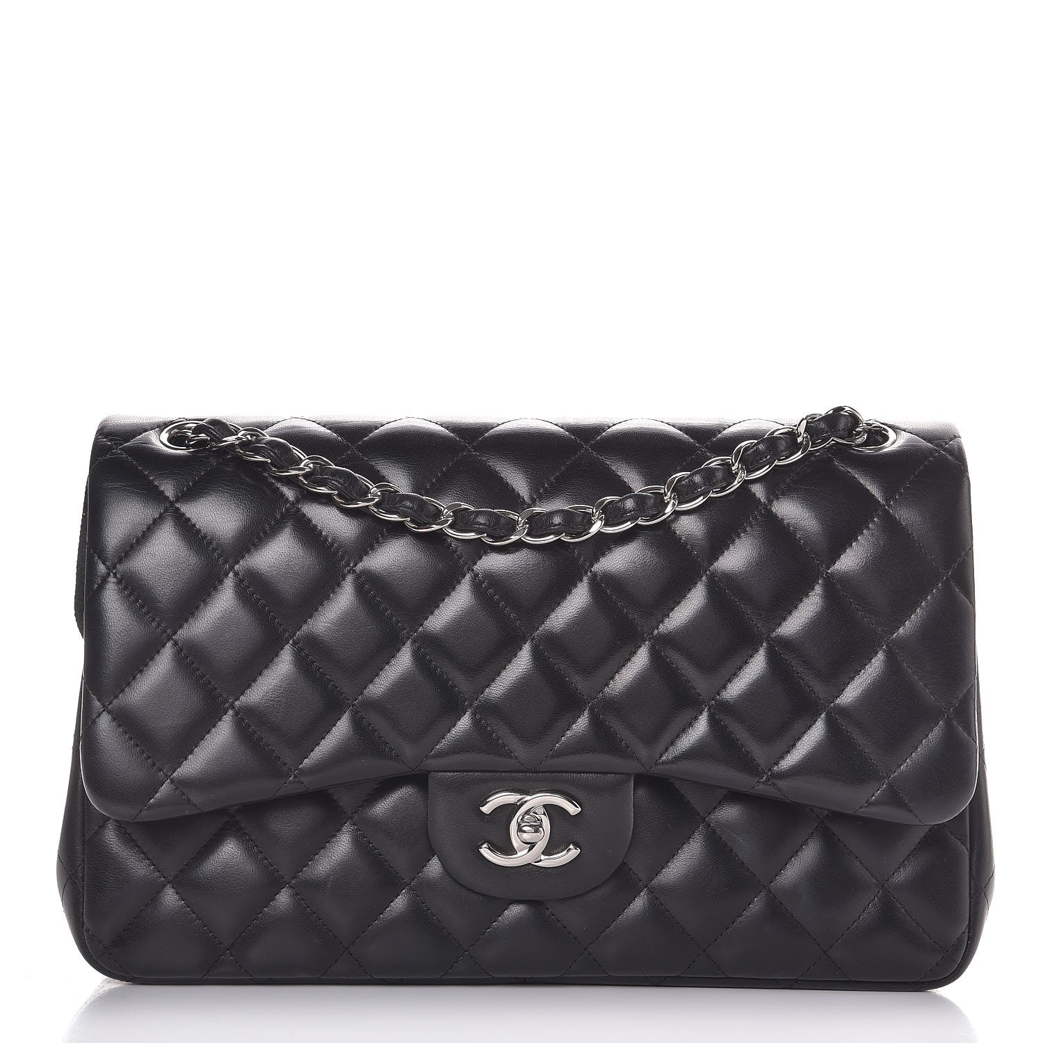 Chanel Lambskin Quilted Jumbo Double Flap Black 1 of 10