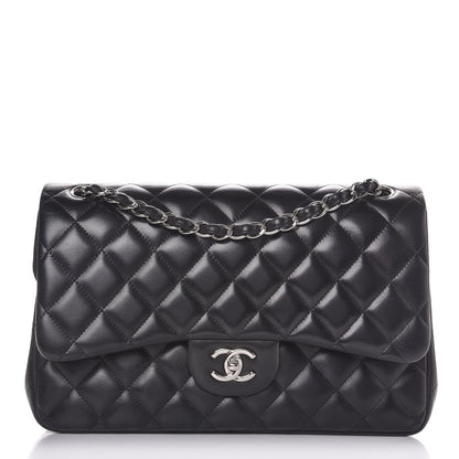Chanel Lambskin Quilted Jumbo Double Flap Black 1 of 10