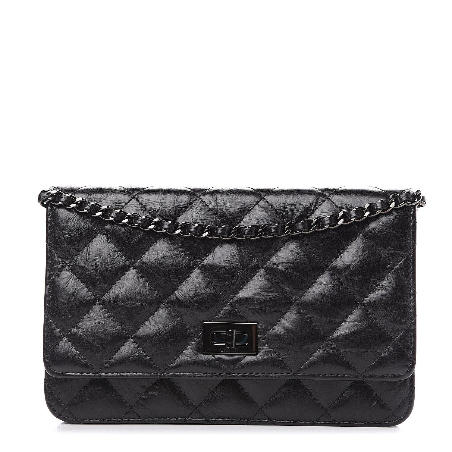 Chanel Aged Calfskin Quilted Reissue Wallet On Chain WOC So Black 1 of 9
