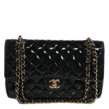 Chanel Glitter Patent Quilted Evening Star Medium Double Flap Black 1 of 9
