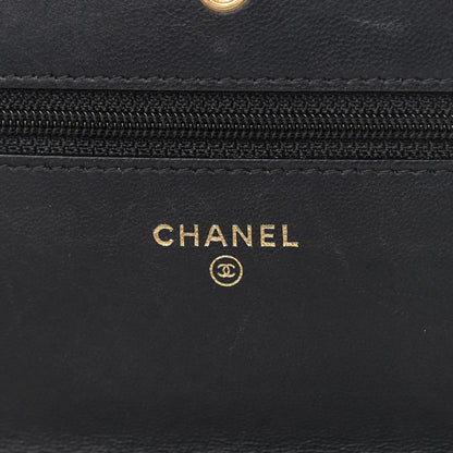 Chanel Lambskin Quilted Wallet On Chain WOC Black 6 of 12
