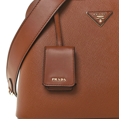 Prada Saffiano Cuir Calfskin Matinee Tote Cognac Black 7 of 11