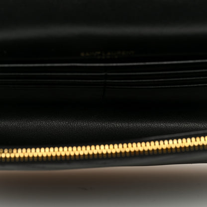 Saint Laurent Matelasse Chevron Monogram Envelope Chain Wallet Black 5 of 8