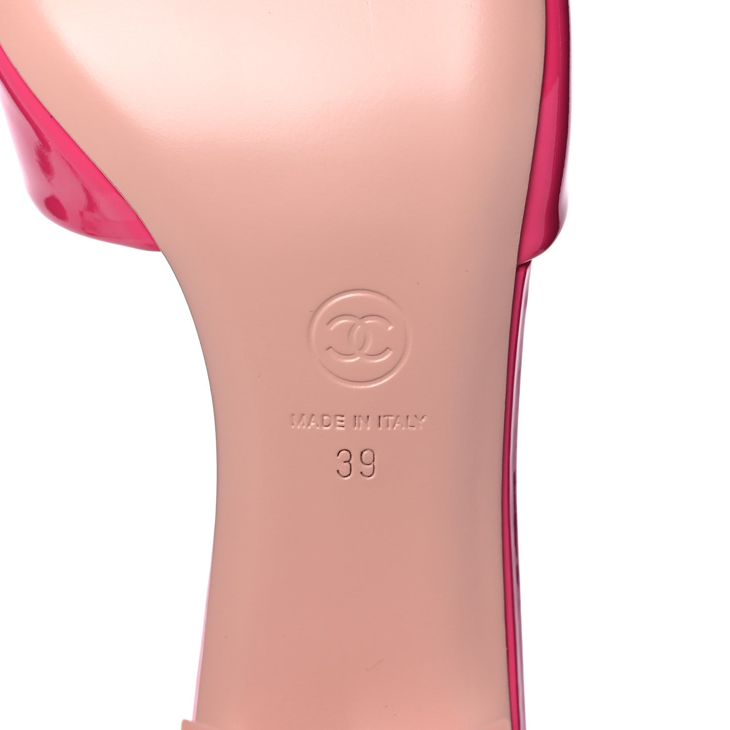Patent Calfskin CC Mules 39 Dark Pink Light Pink