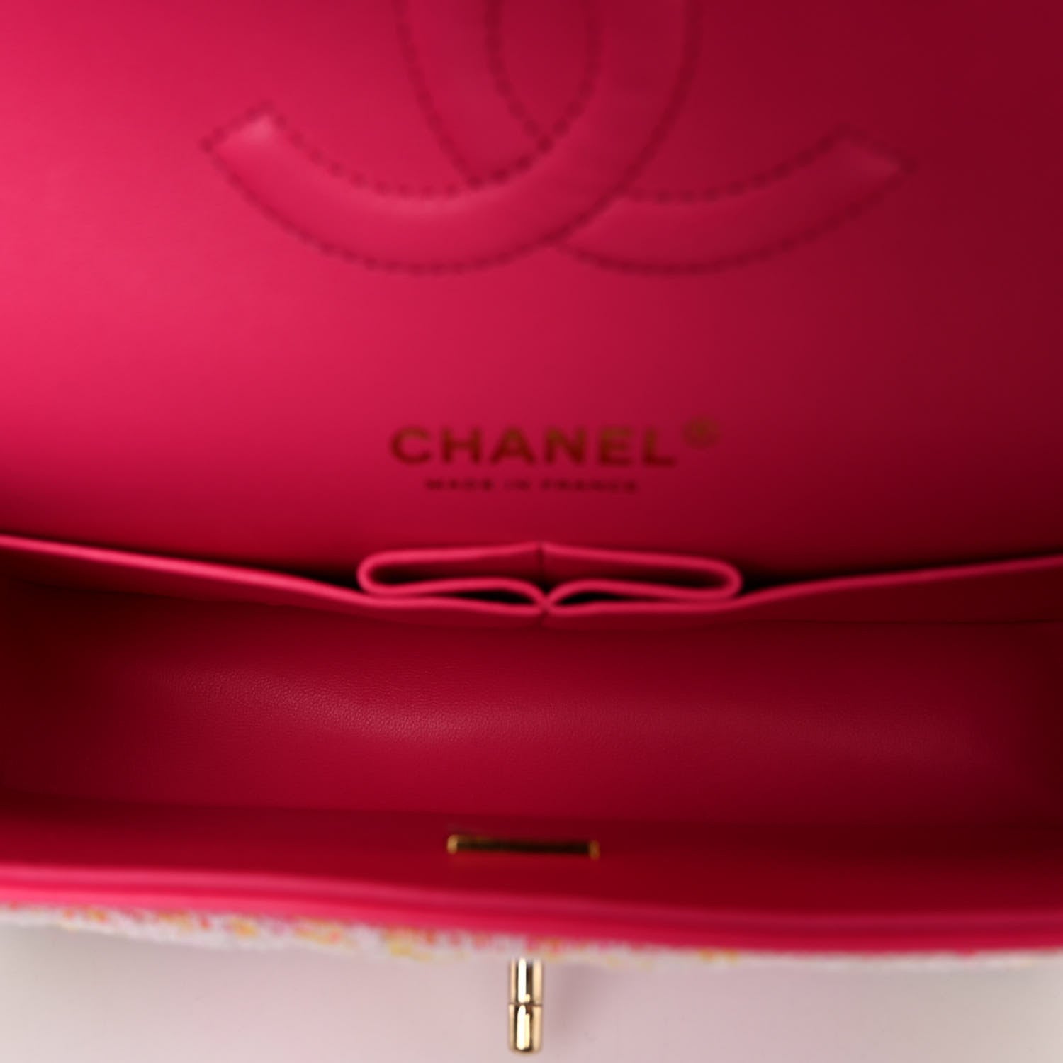 Chanel Tweed Quilted Medium Double Flap Pink Multicolor 5 of 10