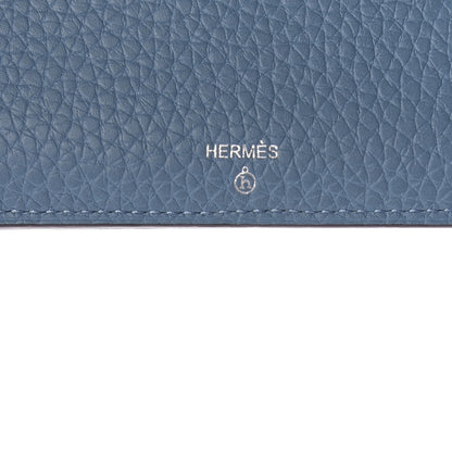 Hermes Togo Lizard Polar Bear Petit H Card Case Bleu De Malte Bleu Glacier White 6 of 7