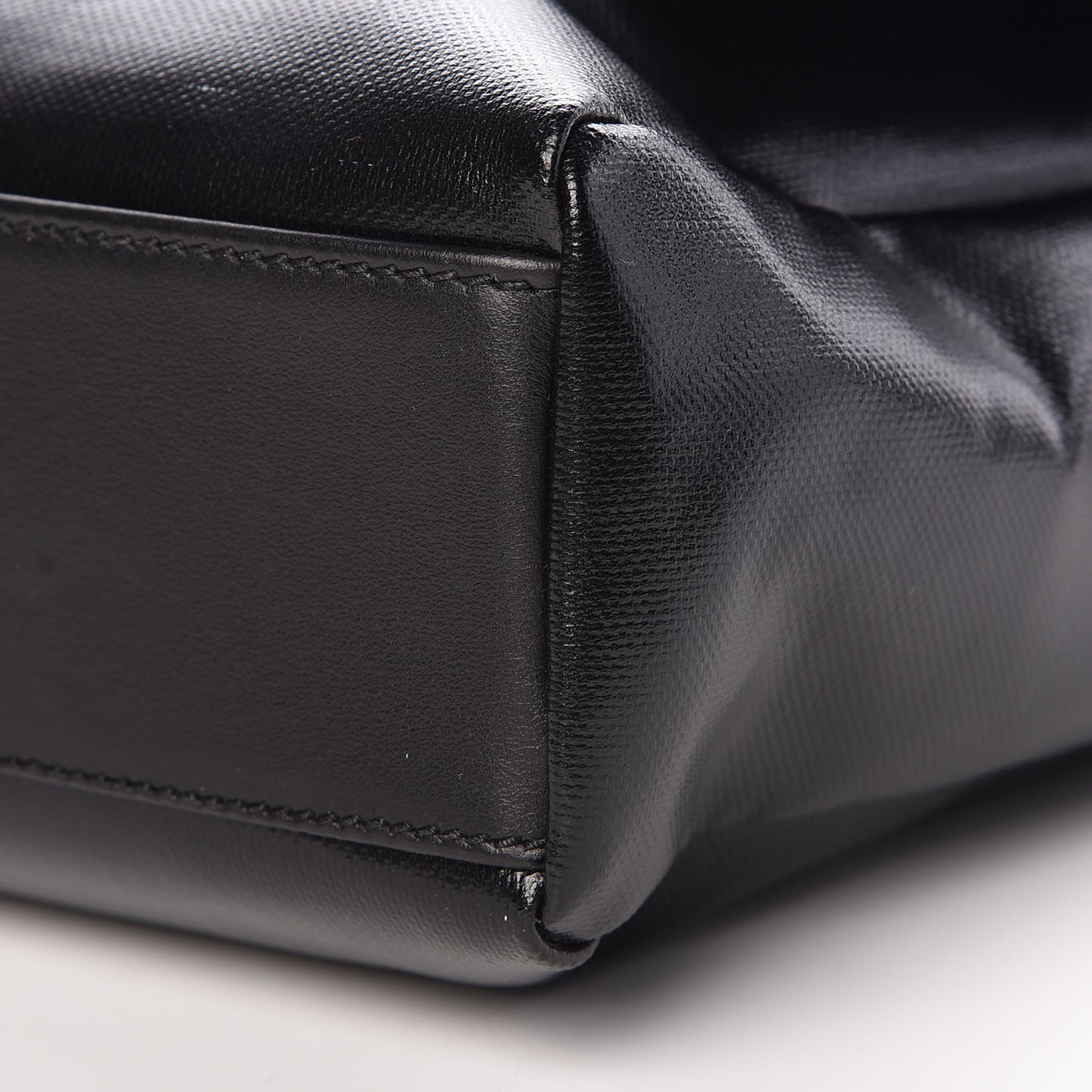 Calfskin Coated Canvas Logo Panel Messenger Black
