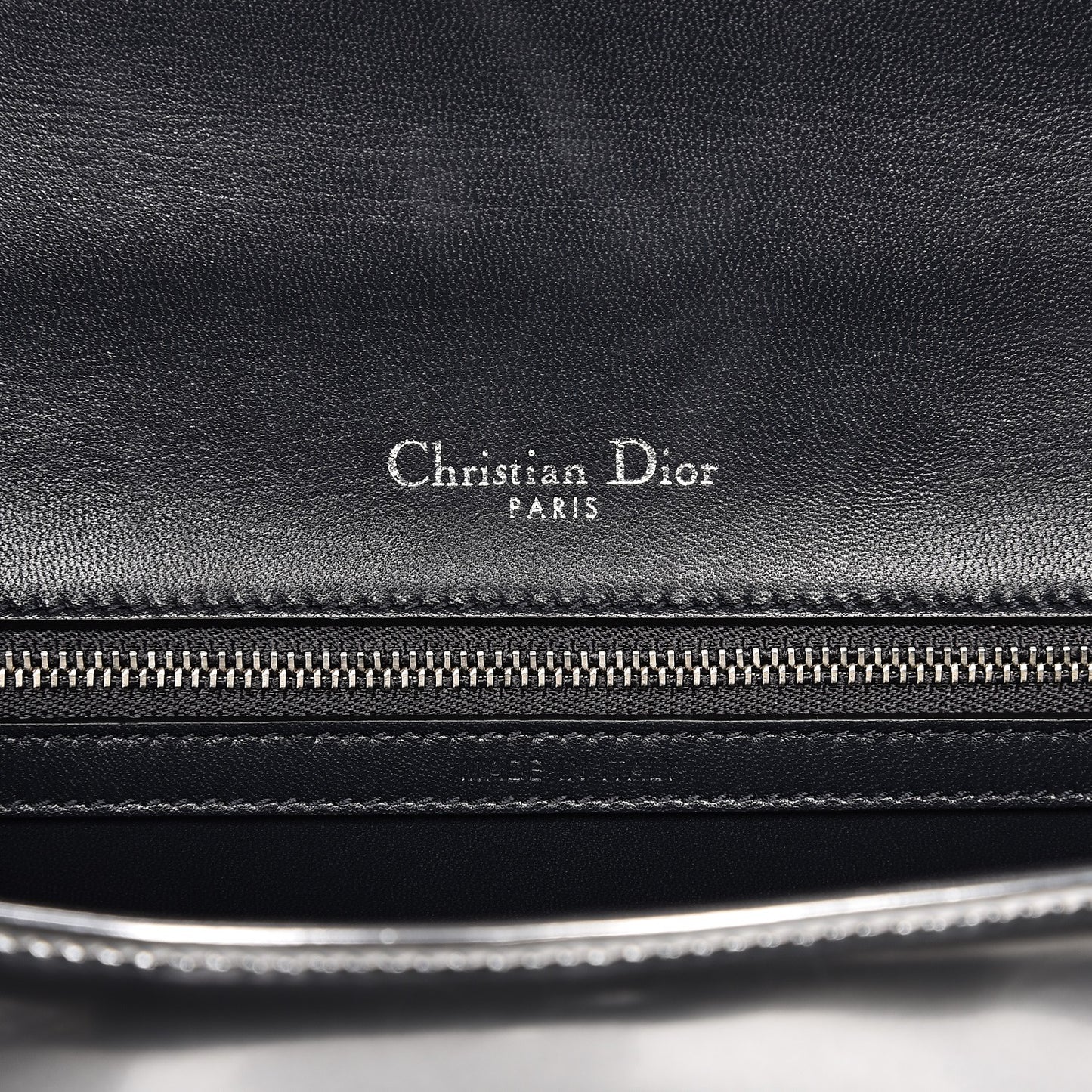 Metallic Patent Micro-Cannage Medium Diorama Flap Bag Silver