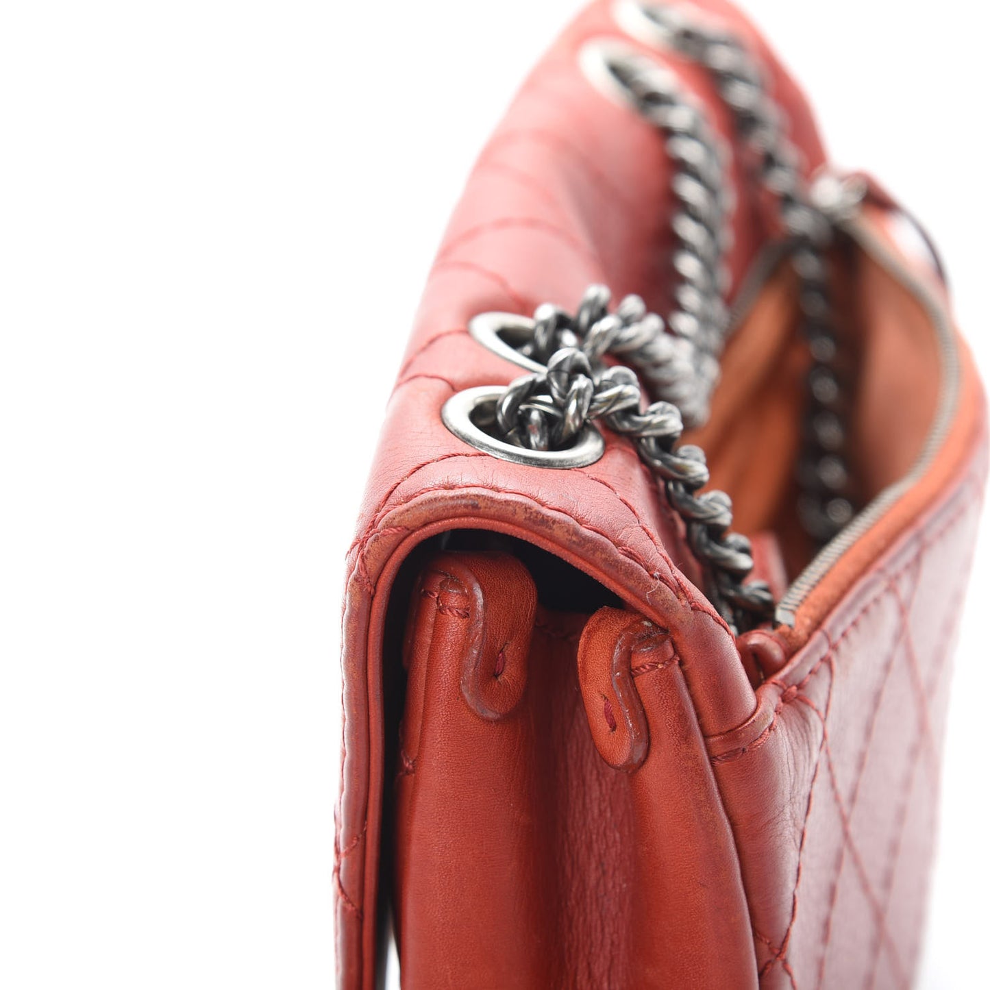 Calfskin Stitched Medium CC Sellier Flap Red
