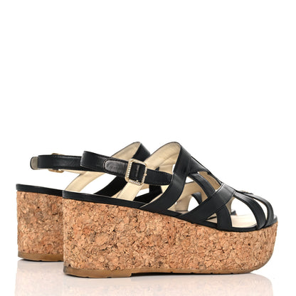Chanel Lambskin Cork Pearl CC Platform Sandals 39.5 Black 4 of 9