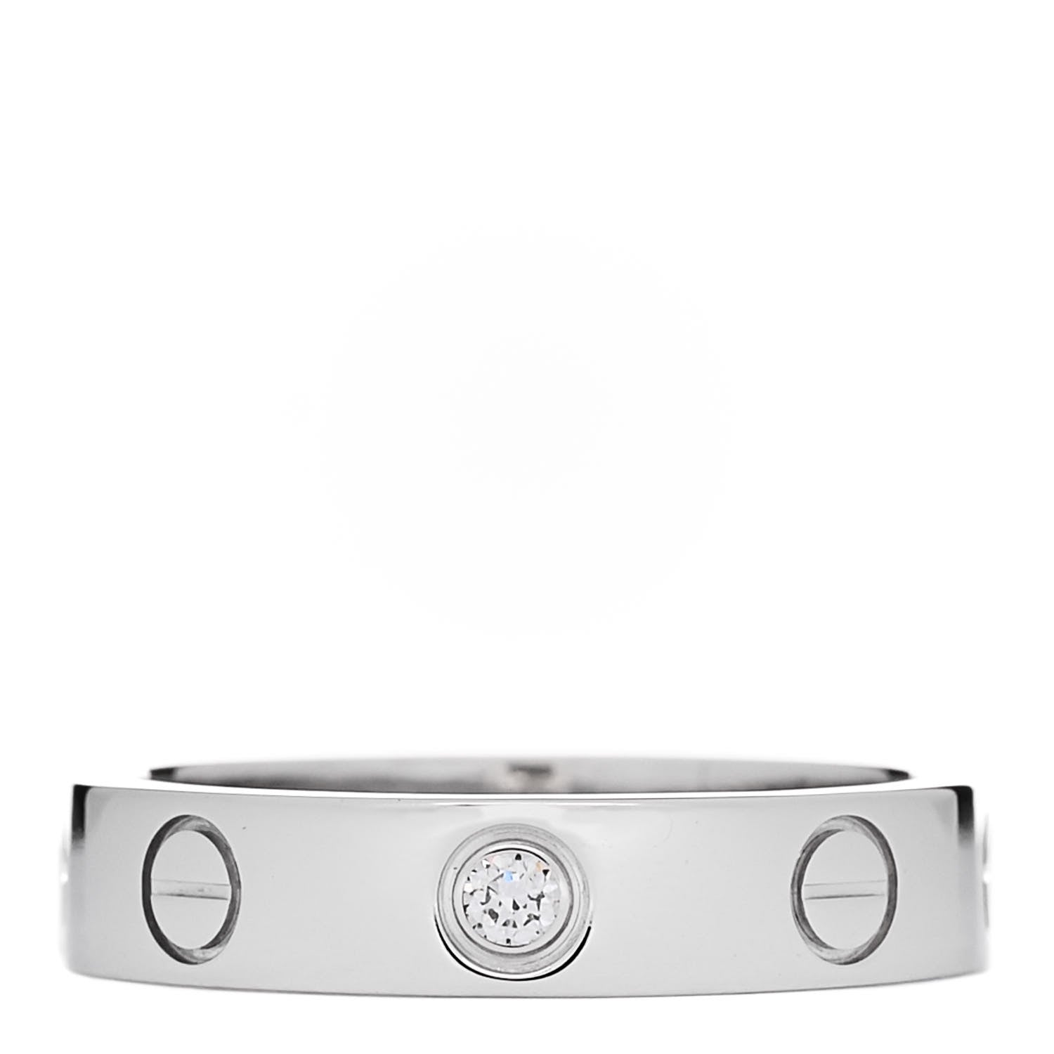 Cartier 18K White Gold Diamond 4mm LOVE Wedding Band Ring 48 4.5 1 of 4