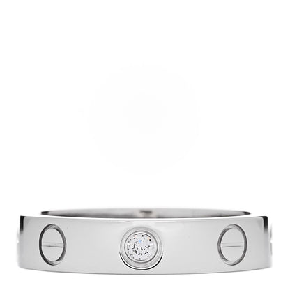 Cartier 18K White Gold Diamond 4mm LOVE Wedding Band Ring 48 4.5 1 of 4