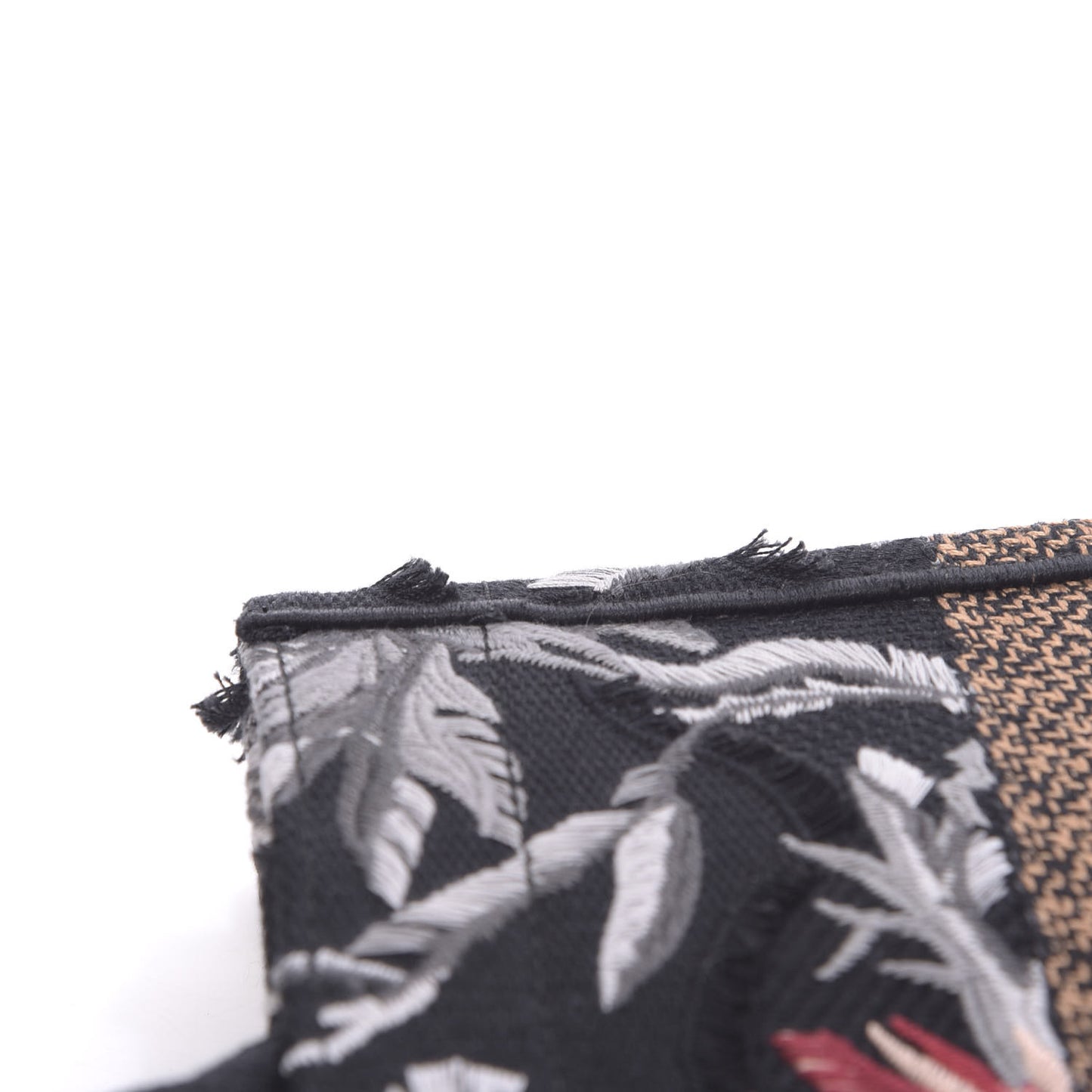 Canvas Embroidered Medium Camouflage Flowers Book Tote Black Multicolor