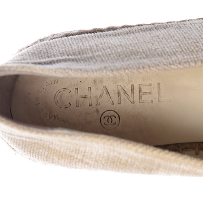 Chanel Toile Sequin CC Espadrilles 39 Beige Black 8 of 13