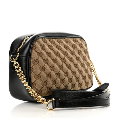 Gucci Monogram Matelasse Diagonal Small GG Marmont Chain Shoulder Bag Beige Black 3 of 12