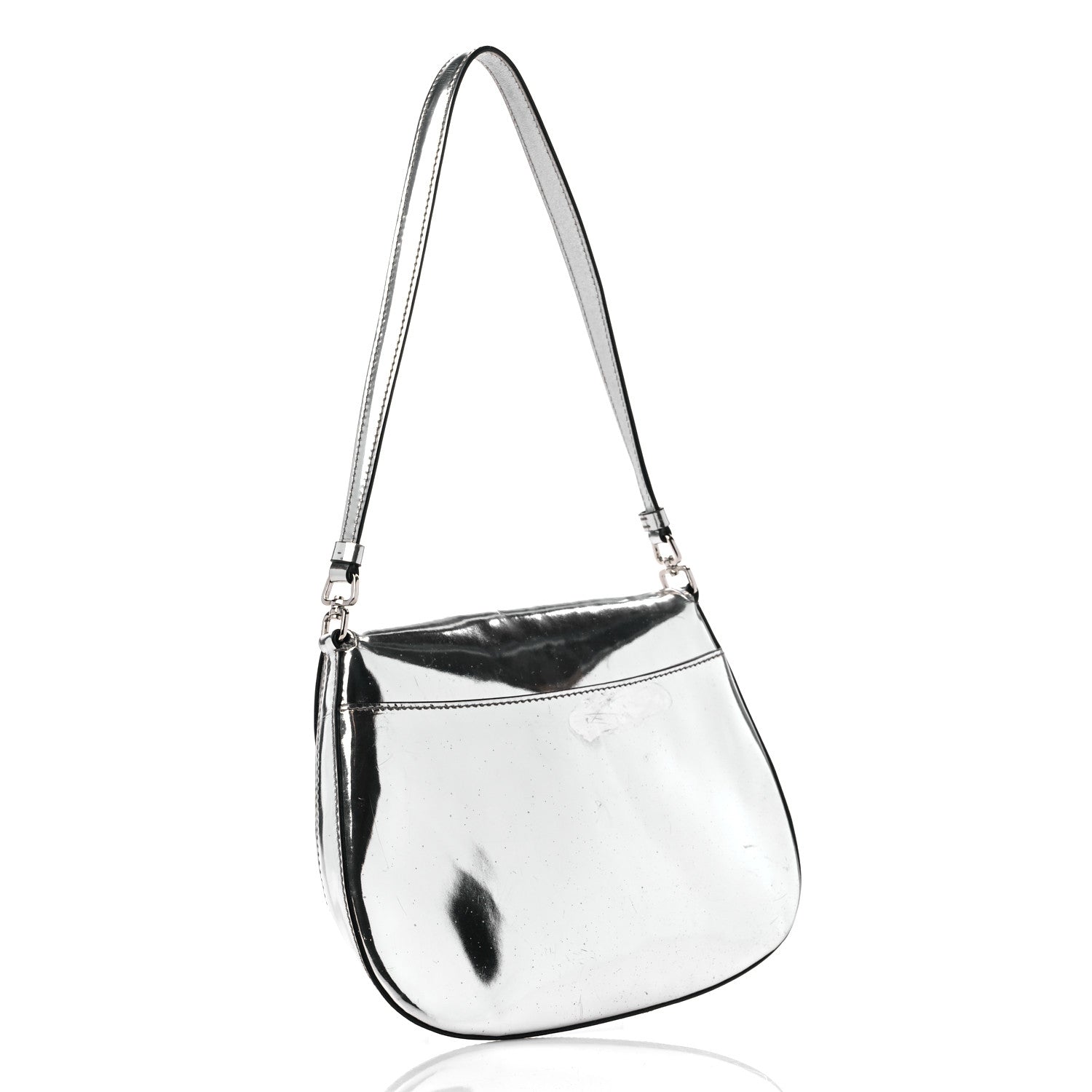 Prada Spazzolato Cleo Flap Shoulder Bag Argento 3 of 16