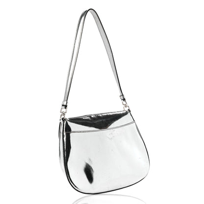 Prada Spazzolato Cleo Flap Shoulder Bag Argento 3 of 16
