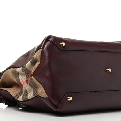 Burberry Smooth Calfskin House Check Medium Banner Tote Deep Claret 9 of 10