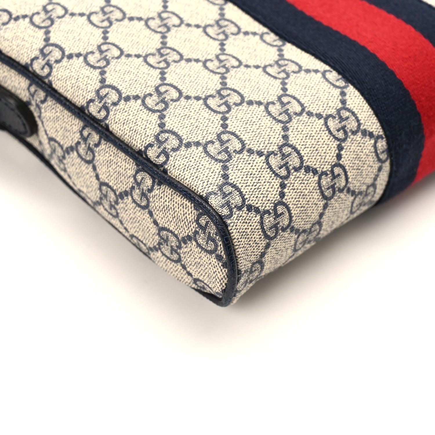 Gucci GG Supreme Monogram Textured Dollar Calfskin Web Small Ophidia Messenger Bag Beige Blue 10 of 11