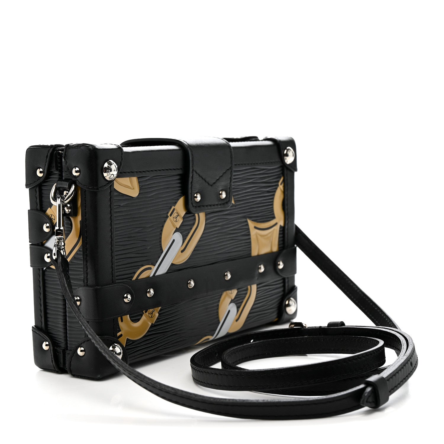 Louis Vuitton Epi Chain Flower Petite Malle Black 3 of 13