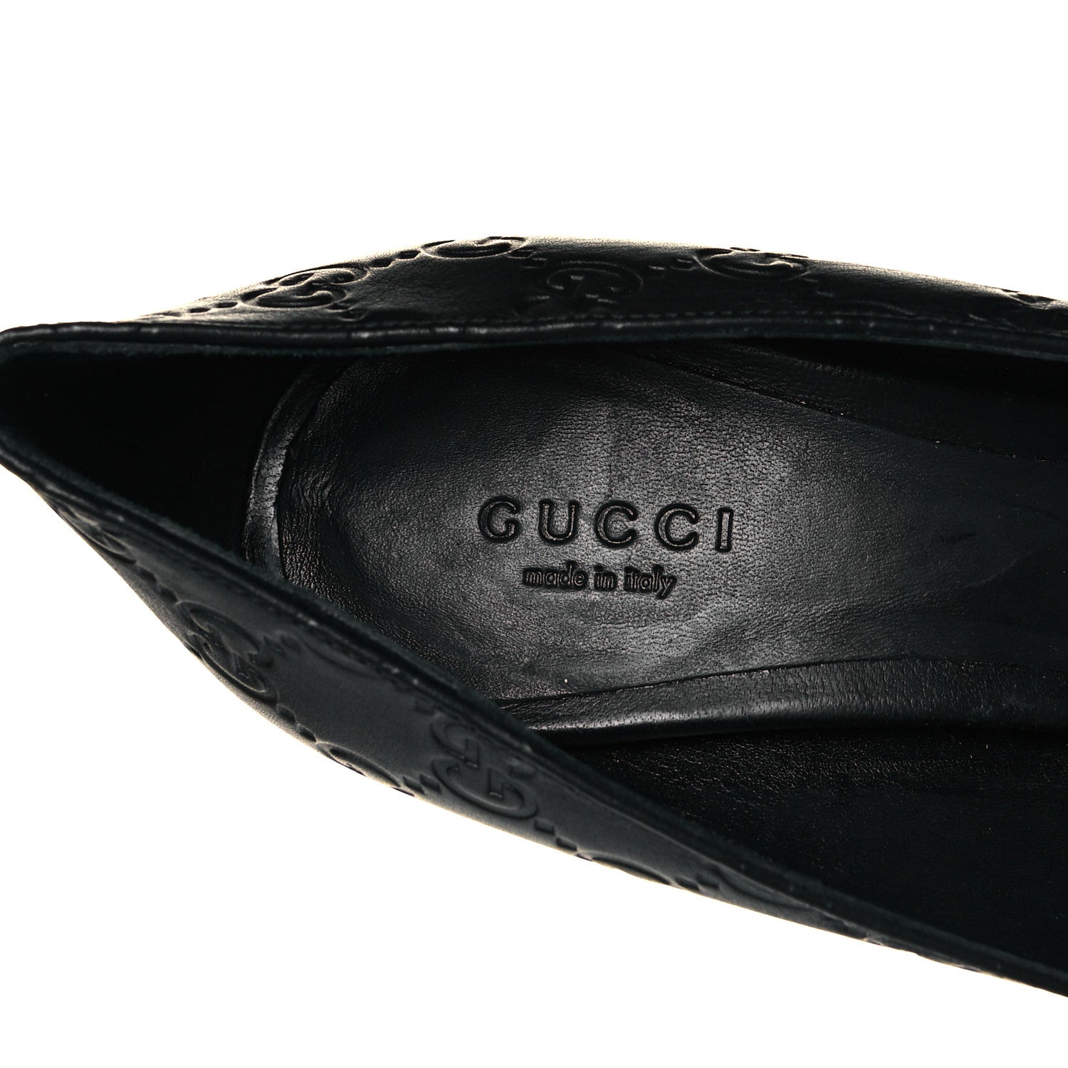 Gucci Guccissima GG Peep Toe Heels 38.5 Black 7 of 8